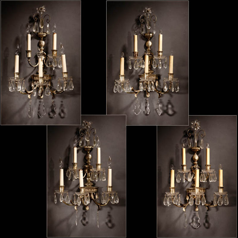 Appraisal: Set of four Neoclassic style silvered wall lights Set of