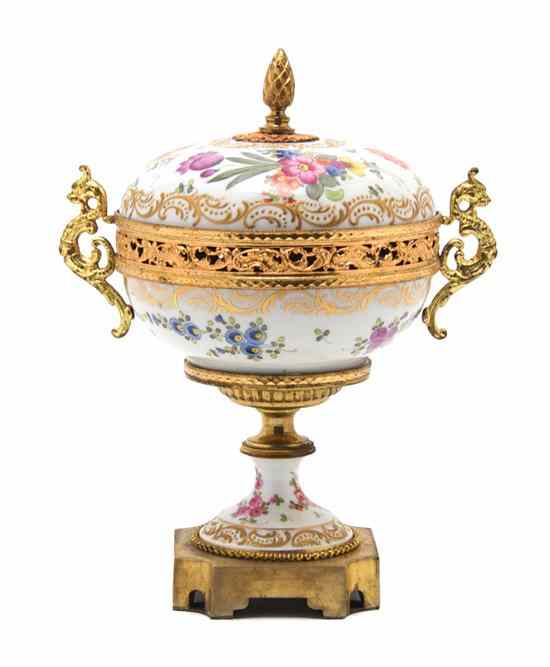 Appraisal: A Sevres Style Gilt Metal Mounted Covered Compote possibly Samson