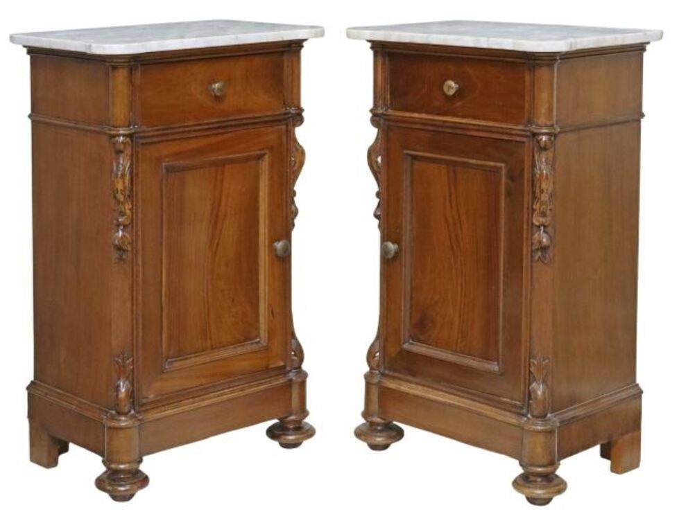 Appraisal: pair Italian bedside cabinets th c having shaped marble top