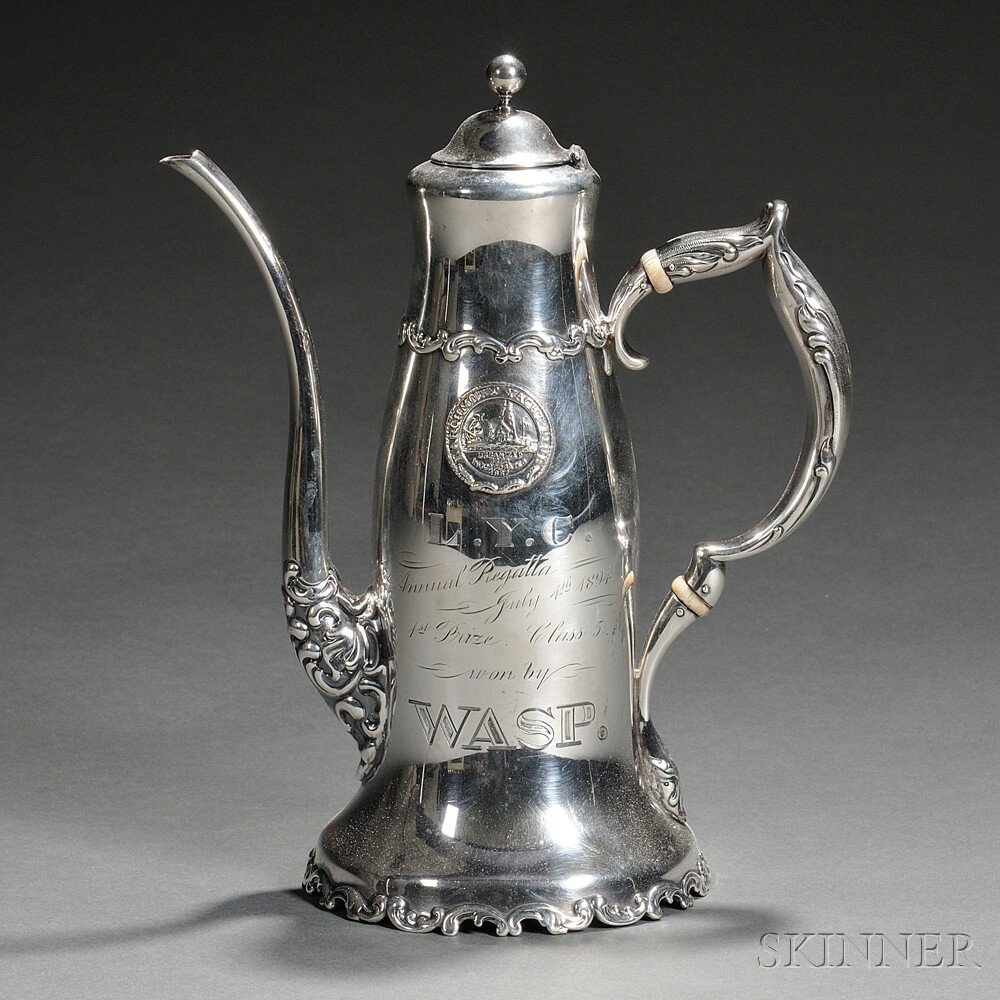 Appraisal: Whiting Sterling Silver Larchmont Yacht Club Trophy Coffeepot New York