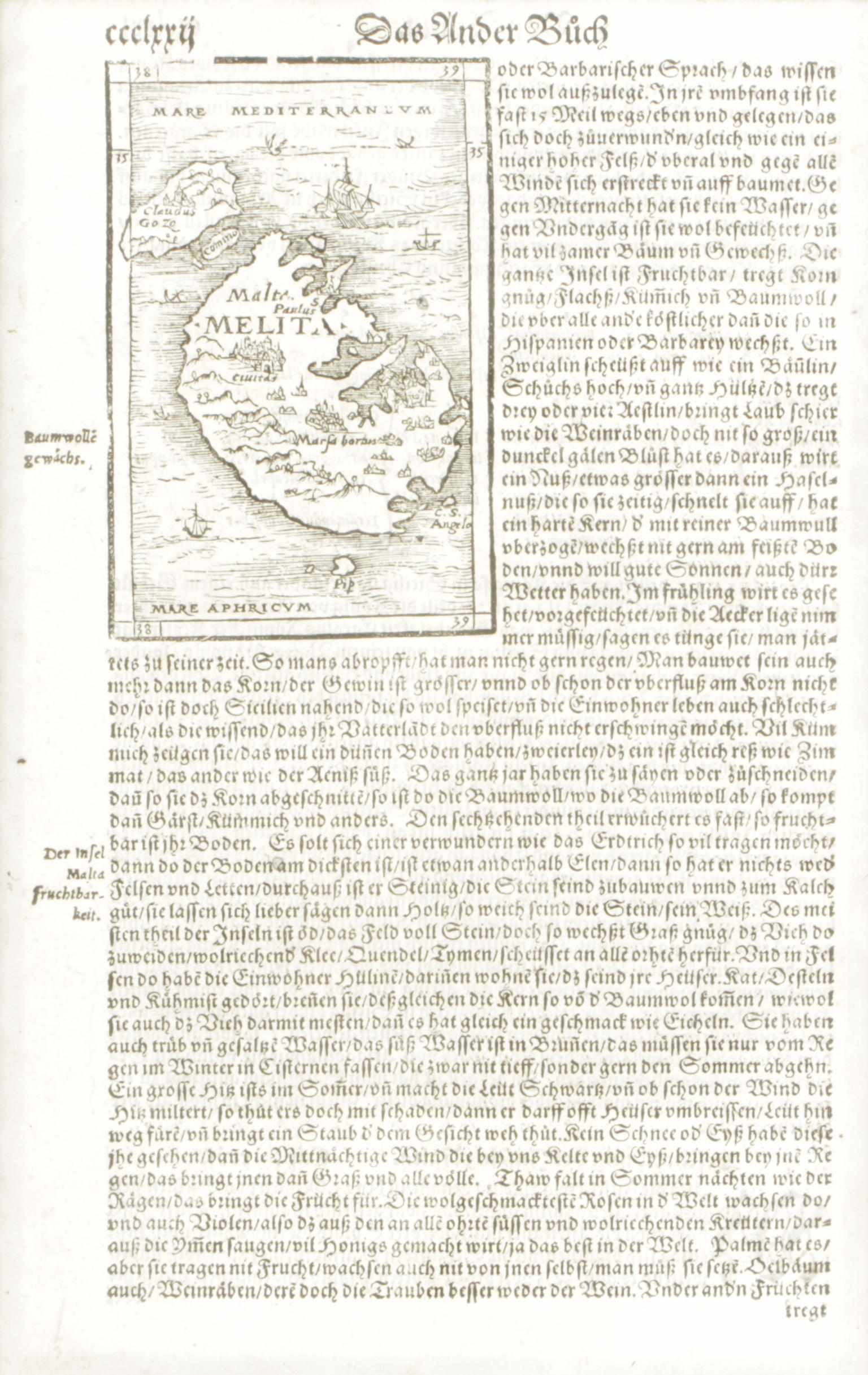 Appraisal: MAP--MALTA Leaf cclXXII from incunable edition of Ptolomy's Cosmographia featuring