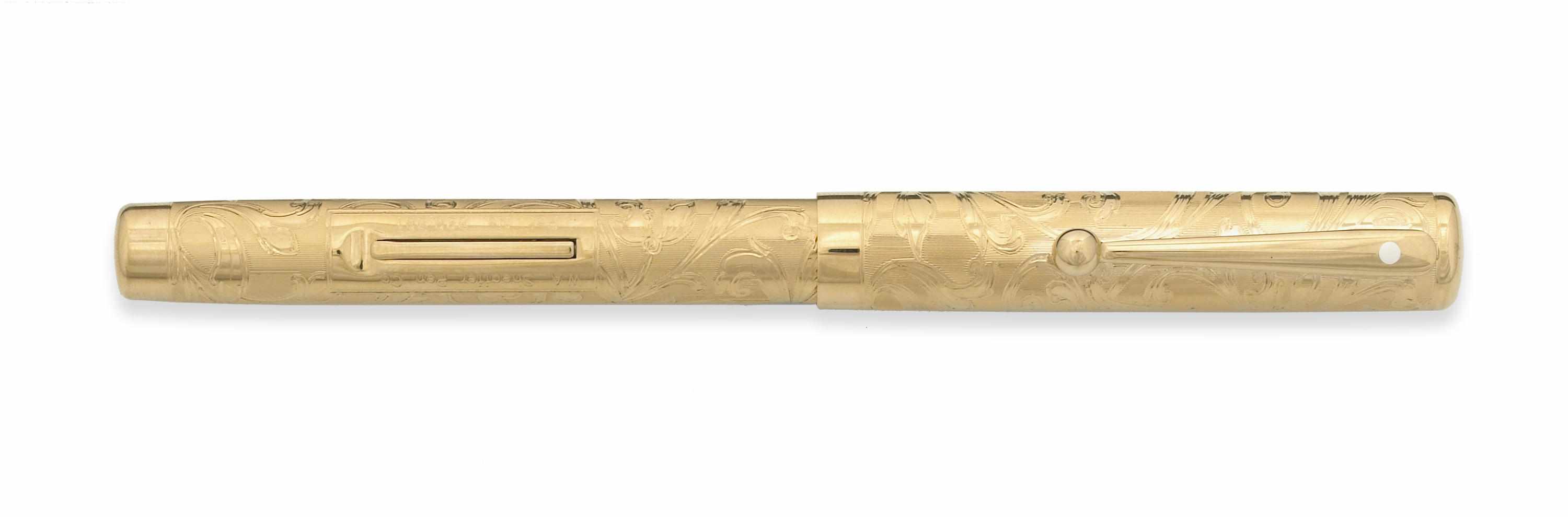 Appraisal: SHEAFFER W A Commemorative Fountain Pen Gold filled filigree with