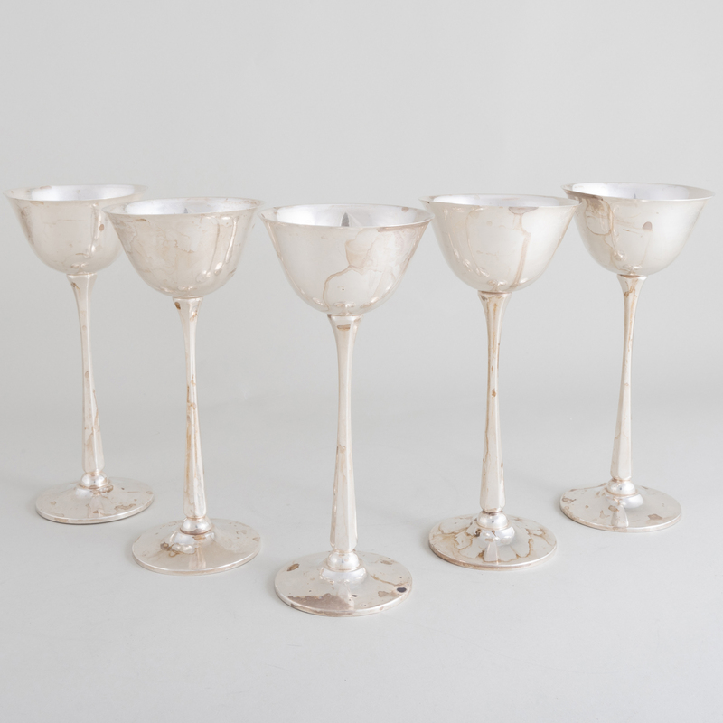 Appraisal: Set of Five American Silver Goblets Marked 'Sterling' weighted x