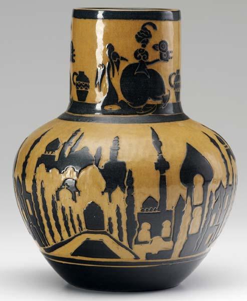 Appraisal: NORTH DAKOTA SCHOOL OF MINES Bulbous vase carved by Marie