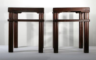 Appraisal: A pair of Chinese low square topped tables with inset