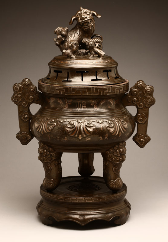 Appraisal: A large Chinese bronze and mixed metal censer Probably late