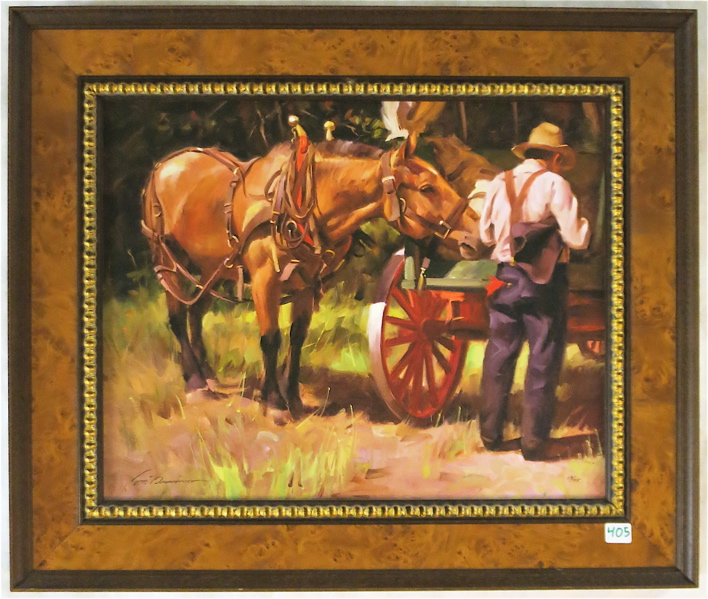 Appraisal: TOM BROWNING GICLEE PRINT ON CANVAS Eugene Oregon born Tailgate