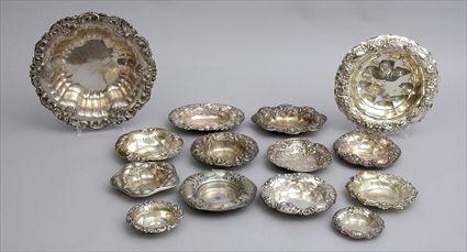 Appraisal: GROUP OF FOURTEEN AMERICAN ART NOUVEAU AND LATER REPOUSS SILVER