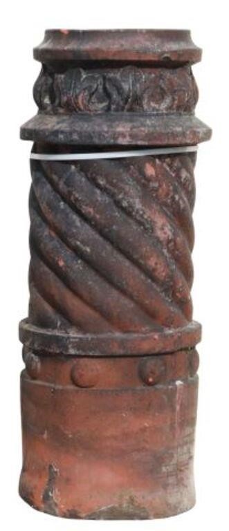 Appraisal: Terracotta cylindrical chimney pot late th c acanthus leaf border