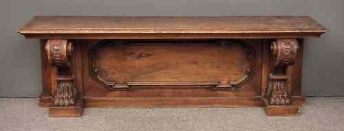 Appraisal: A walnut rectangular bench of th Century design the seat