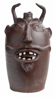 Appraisal: Brown Pottery Devil Jug Attributed to Davis Brown Arden North