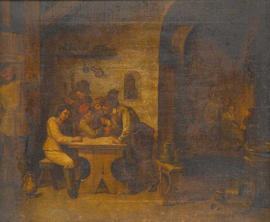 Appraisal: MANNER OF DAVID TENIERS II DISSERTATION IN A TAVERN x