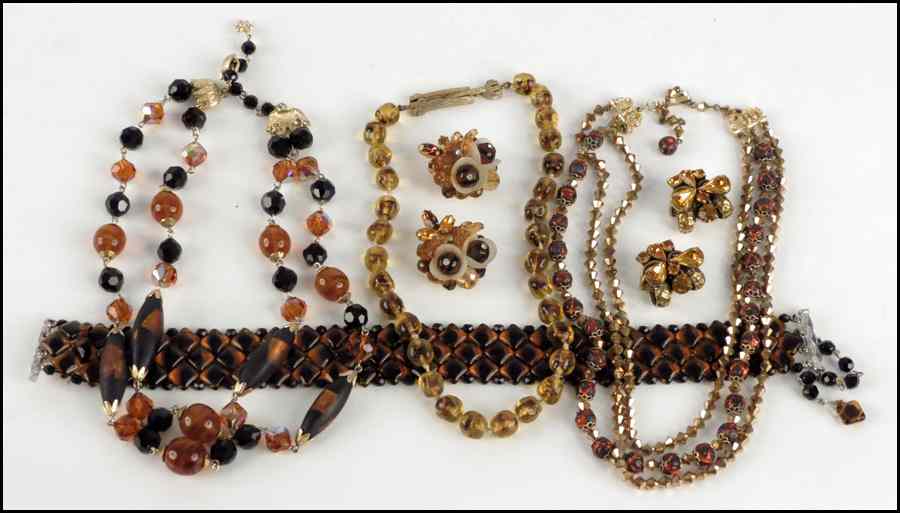 Appraisal: HOBE TRIPLE-STRAND BEAD NECKLACE Together with a Ciner glass bead