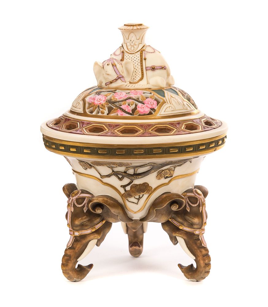 Appraisal: Royal Worcester Porcelain Potpourri and Cover Royal Worcester Porcelain Potpourri