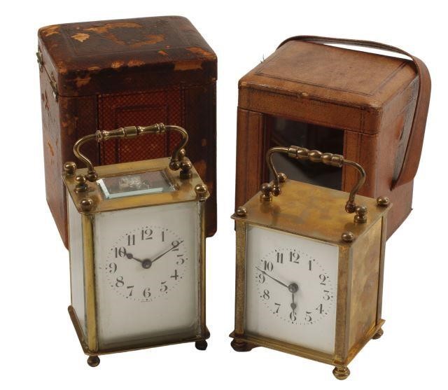 Appraisal: lot of Carriage clocks th c in worn leather cases