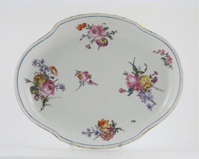 Appraisal: A S vres dish painted with polychrome flower sprays within