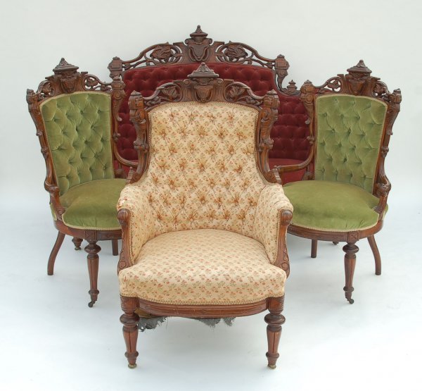 Appraisal: Four piece Victorian parlor suite Sofa x x high at