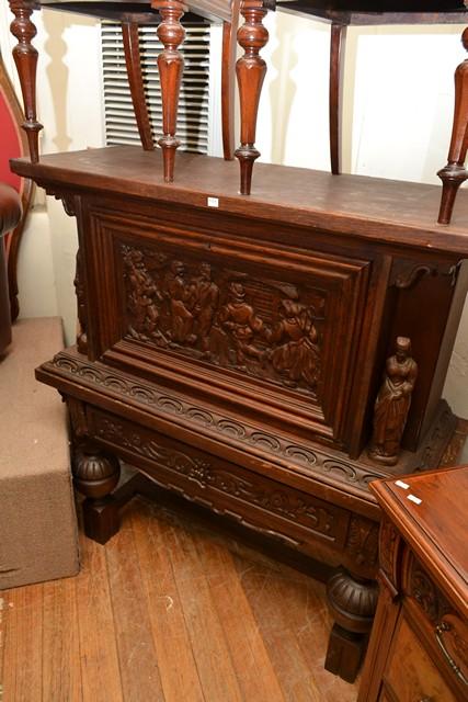 Appraisal: A TH CENTURY OAK CARVED SIDE CABINET