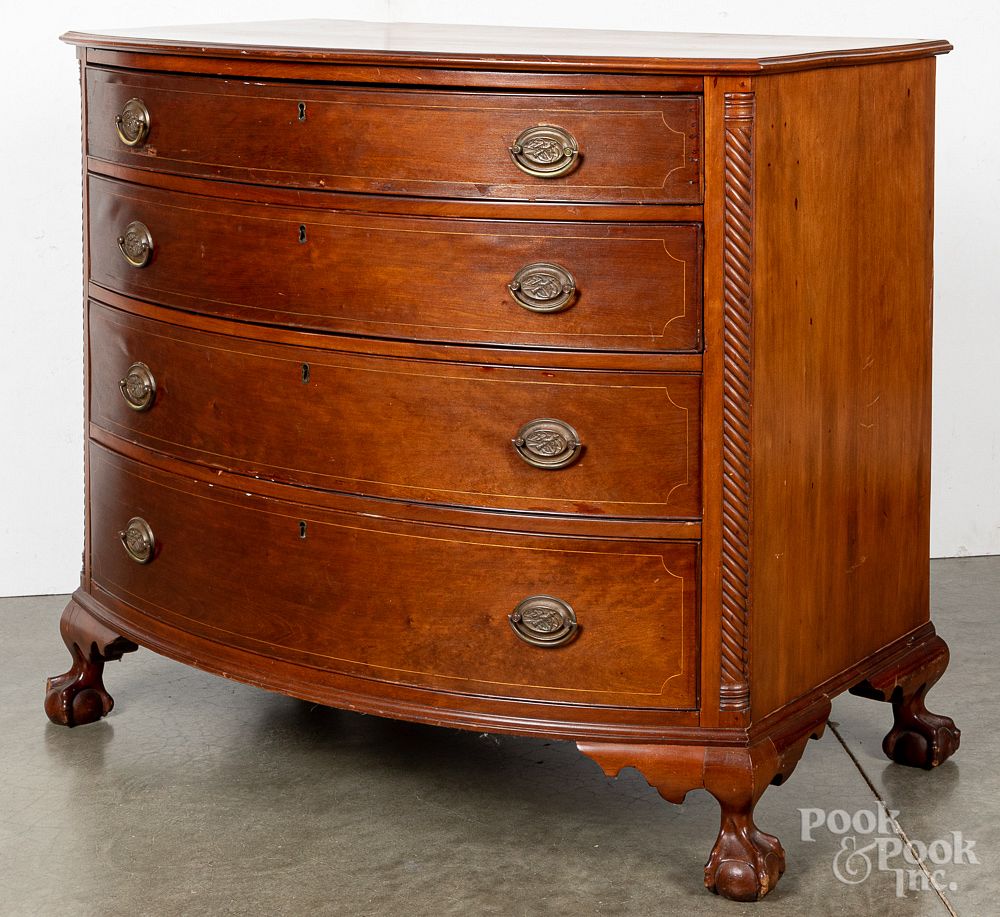 Appraisal: New England late Chippendale cherry bowfront chest New England late