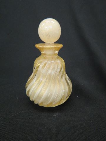 Appraisal: Seguso Murano Art Glass Perfume Bottle gold mica throughout swirling