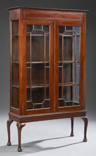 Appraisal: Edwardian Queen Ann Style Carved Mahogany Bookcase Edwardian Queen Ann