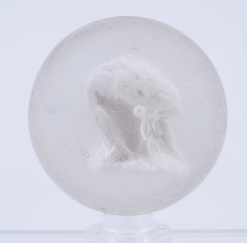 Appraisal: Stork Eating Fish Sulphide Marble Well centered with good detail