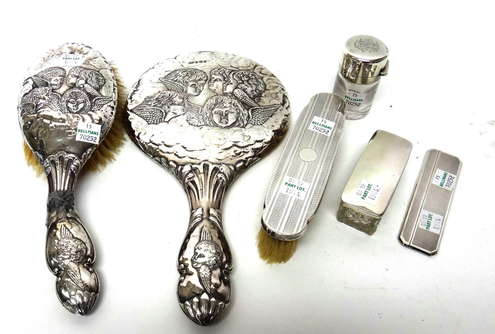 Appraisal: Silver mounted wares comprising a hand mirror a hairbrush a