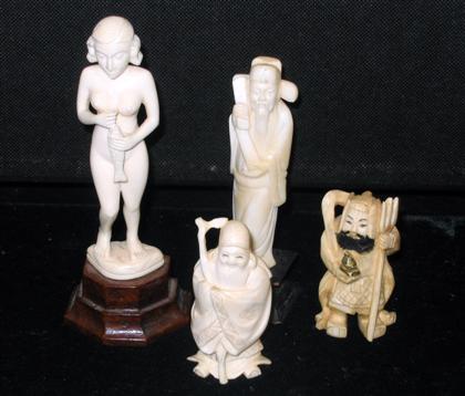 Appraisal: Four Popular-Subject Ivory Miniatures Chinese and Japanese Skin diver and