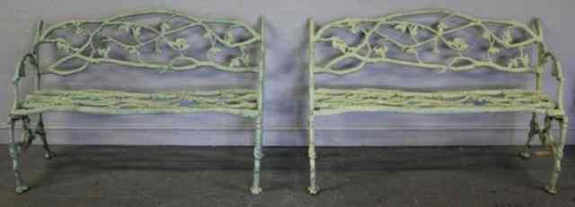 Appraisal: Pair of Iron Benches From an Old Brookville NY estate