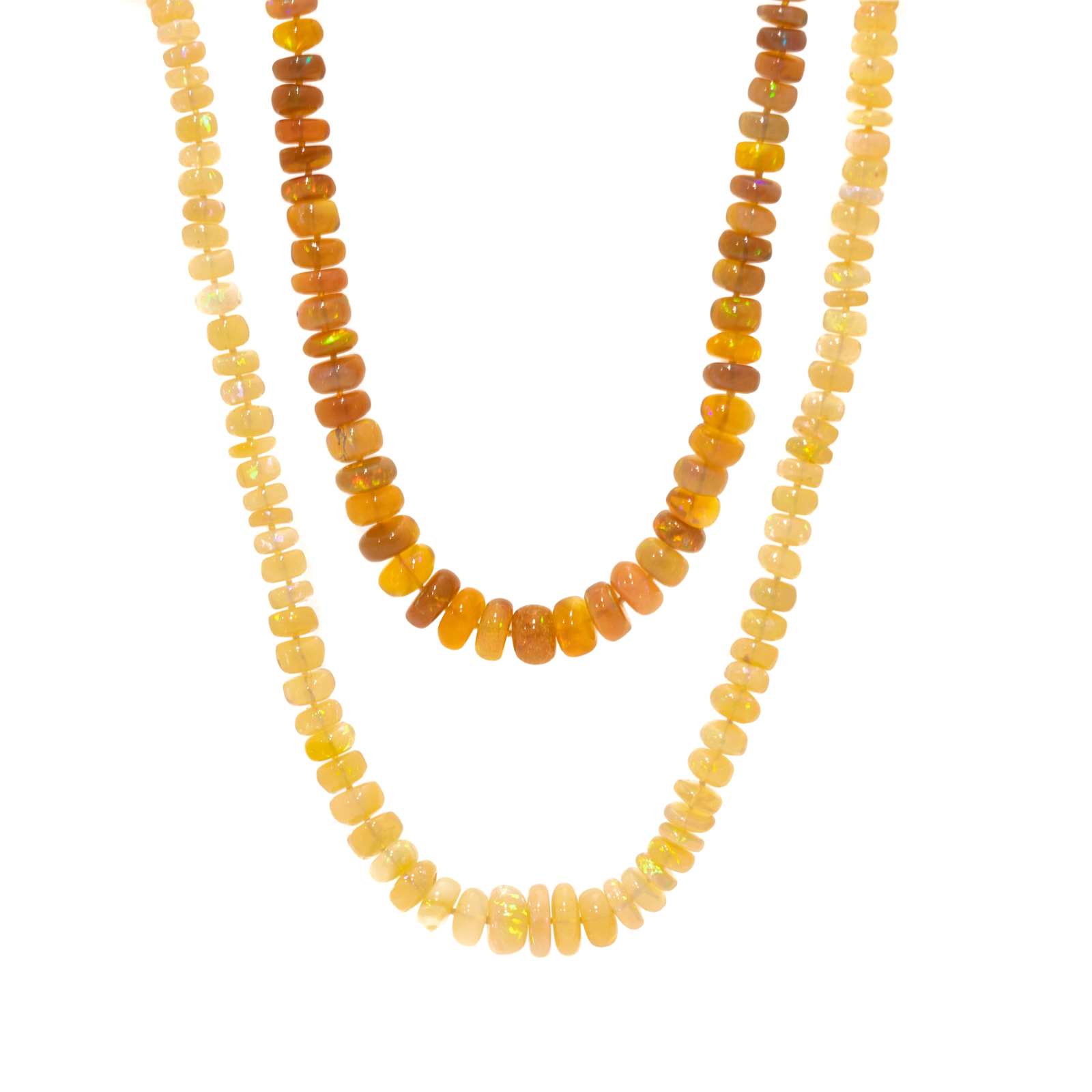 Appraisal: A PAIR OF OPAL BEADED NECKLACES IN K Strand of