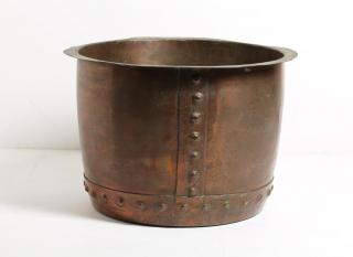 Appraisal: Large Antique Riveted Copper Planter Pot H X diameter Interior