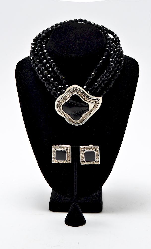 Appraisal: Tess Sholom Bill Blass Modern Necklace Earrings Tess Sholom for