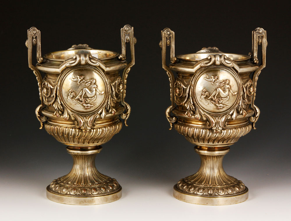 Appraisal: - Two th C Sheffield Urns Two th century English