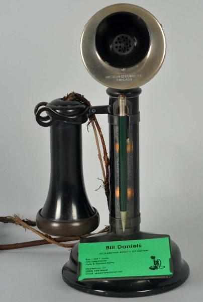 Appraisal: American Electric Manual Candlestick Telephone Circa Black cast base black