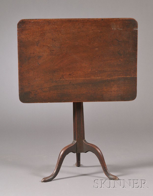 Appraisal: English Mahogany Tilt-top Tripod Table th century rectangular top above