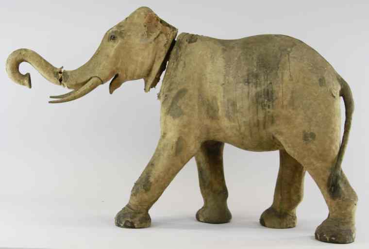 Appraisal: LARGE PAPIER M CH CLOCKWORK ELEPHANT NODDER Unusual nodding elephant