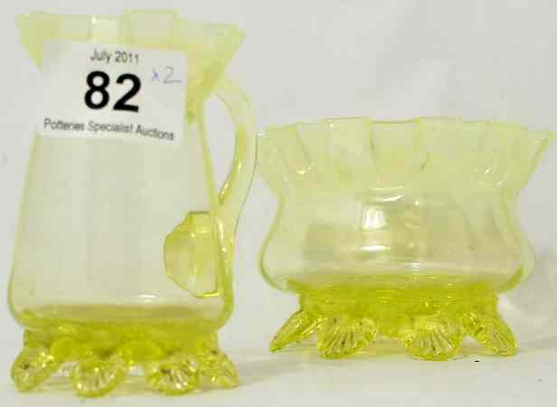 Appraisal: th Century Vaseline Glass Sugar Bowl and Cream Jug