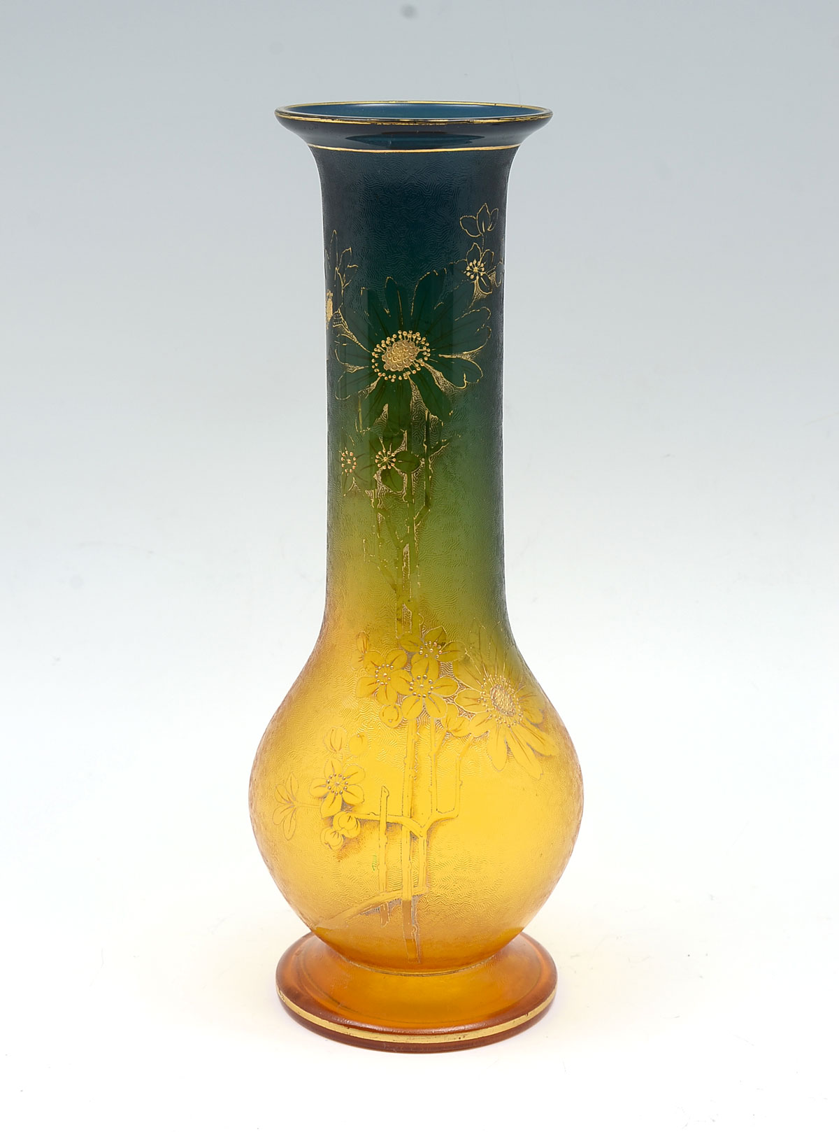 Appraisal: BACCARAT ACID GROUND CAMEO GLASS VASE Blue transition to yellow