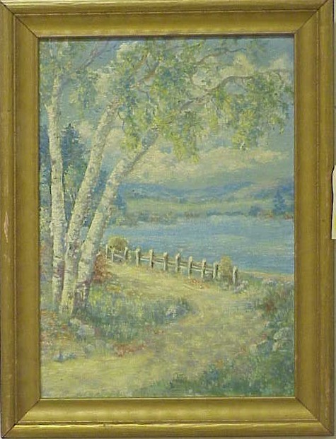 Appraisal: E M Browne Maine th C oil on canvas summer