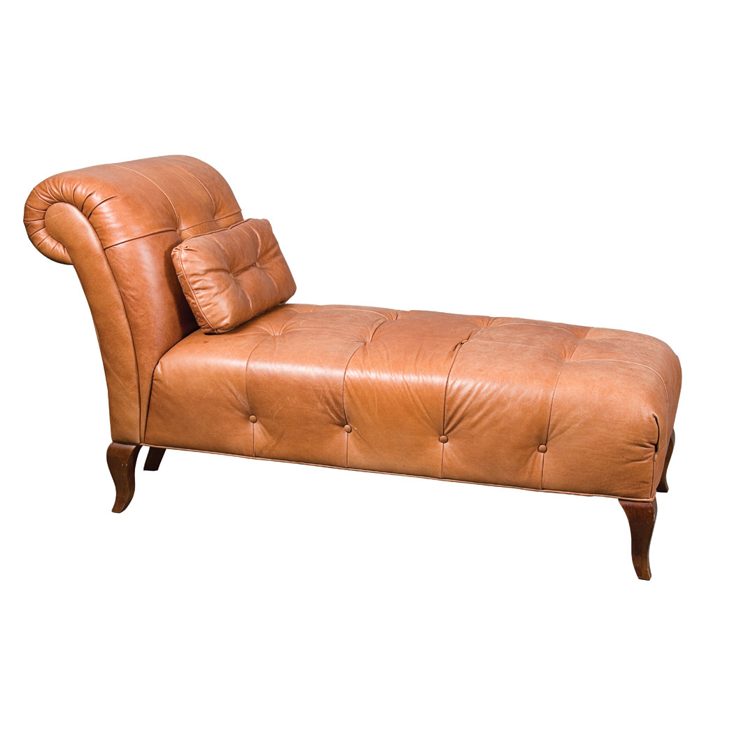 Appraisal: Leather Tufted Upholstered Chaise Longue