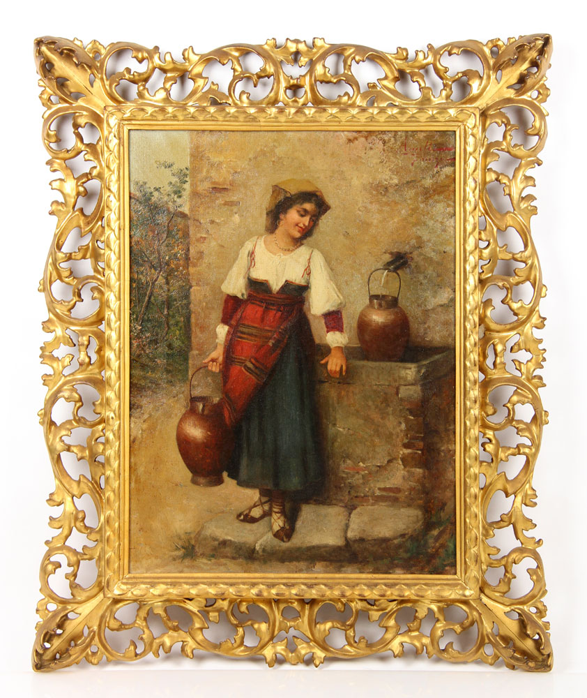 Appraisal: - Agresti Woman at Well O C Rodolfo Agresti Italian