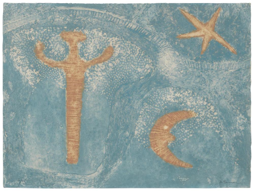 Appraisal: Rufino Tamayo - Mexican Personaje Luna y Estrella Etching and