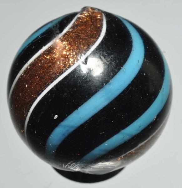 Appraisal: Black Opaque Banded Lutz Marble Description Black opaque lutz with