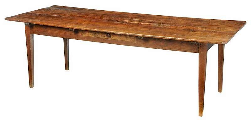 Appraisal: Provincial Pine and Oak Harvest Table th century battened top