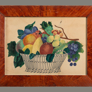 Appraisal: American School th Century Still Life with Bird and Fruit