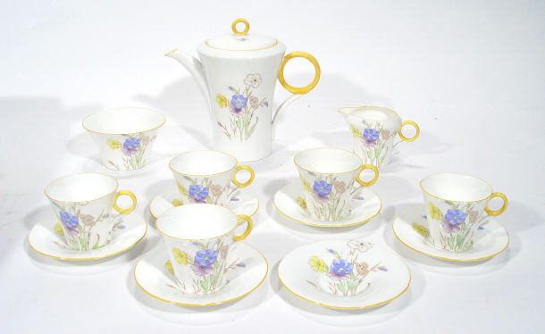 Appraisal: Shelley bone china part coffee service with loop handles hand