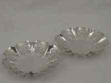 Appraisal: A pair of silver pierced bon bon dishes hallmarked Sheffield