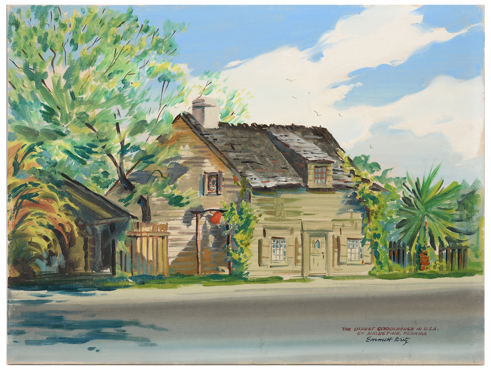 Appraisal: FRITZ Emmett American - Oldest Schoolhouse in USA St Augustine