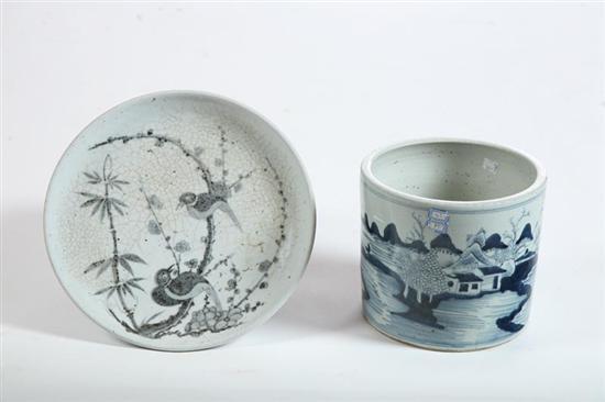 Appraisal: TWO PIECES OF POTTERY Chinese late th-early th century Pictured