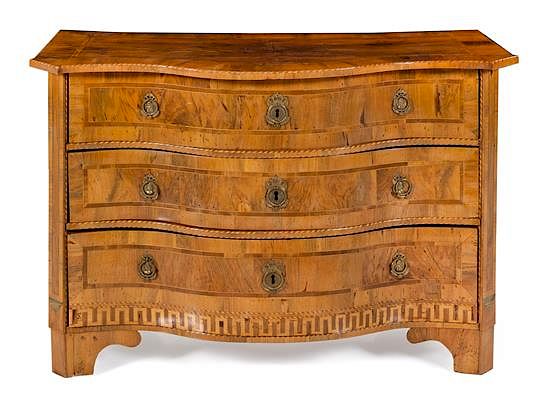 Appraisal: A German or Austrian Burl Walnut Commode Height x width